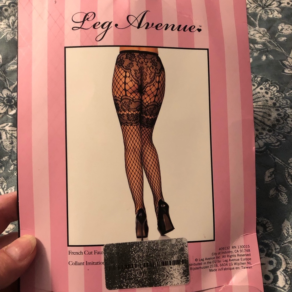 Leg Avenue French Cut Faux Garter Net Tights NIB ( VTG)